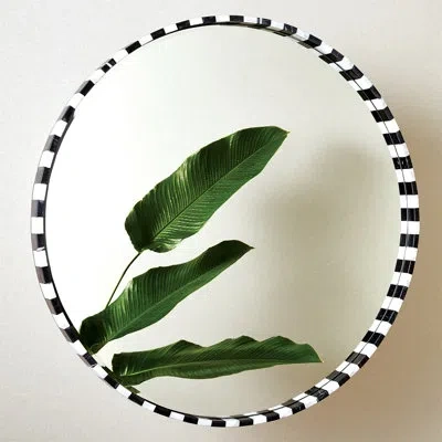 Global Views Black/white Marble Mirror-round