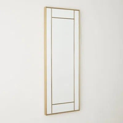 Global Views Block Framed Rectangle Mirror-brass In Brushed Brass Metallic - Brass