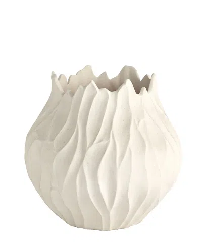 Global Views Bloom Round Vase In White