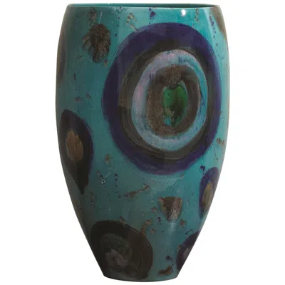 Global Views Blue Spots 22" High Ceramic Decorative Vase In Multi