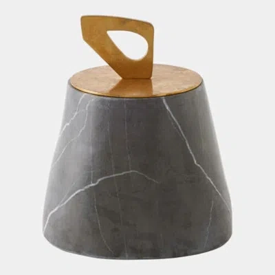 Global Views Bocal Lidded Pot-graffito-lg 9"h X 8"w X 7"d Box In Gray;gold