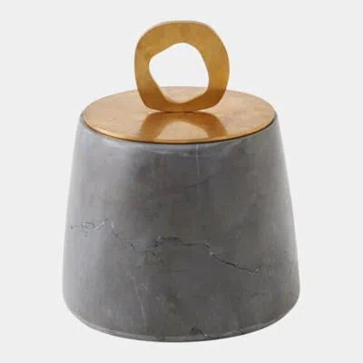 Global Views Bocal Lidded Pot-graffito-med 7"h X 6"w X 5"d Box In Gray;gold