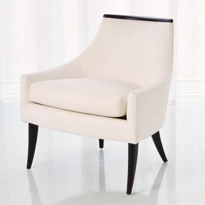 Global Views Boomerang Chair-white Leather In White Genuine Leather,ebony