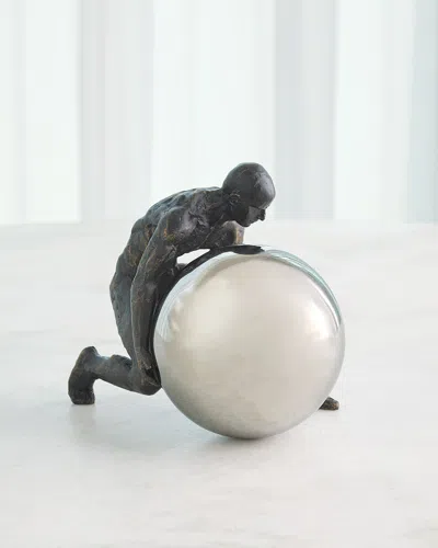 Global Views Boulder Man Sculpture In Silver