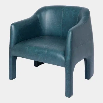 Global Views Bradford Chair-navy Leather In Blue