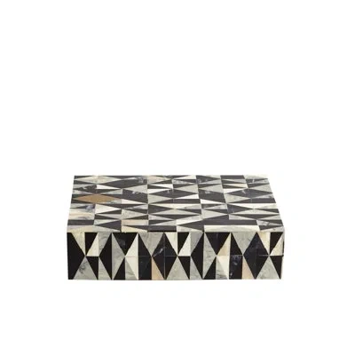 Global Views Brass Diamond Box In Black;white;gray