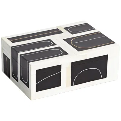 Global Views Brass Loop 9" Wide Wood Rectangular Decorative Box In Black