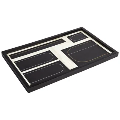 Global Views Brass Loop Black And White Decorative Tray