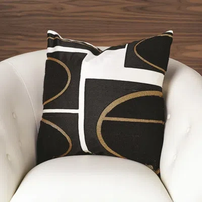 Global Views Brass Loop Pillow-beige/black In Black,white,tan