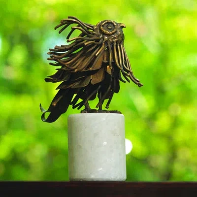Global Views Brass Mod Owl In Brass,white