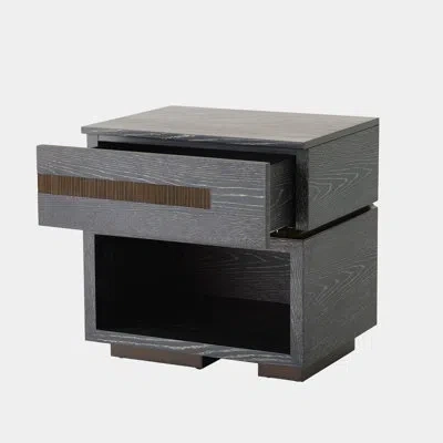 Global Views Brazil Bedside Chest-left-black Cerused Oak In Black;brown