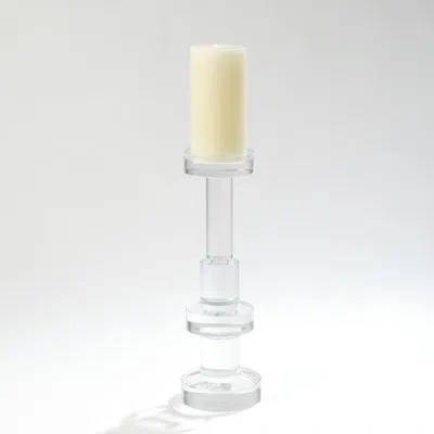 Global Views Brilliant Round Pillar Holder-lg In Clear