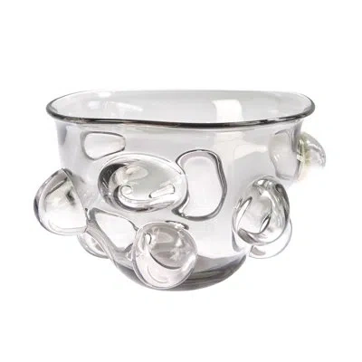 Global Views Bubbled Bowl-smoke Grey In Smoke Gray