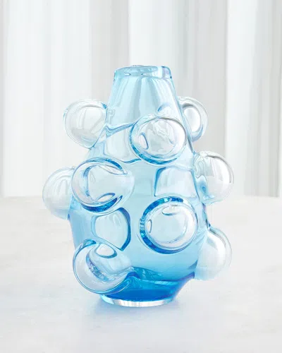 Global Views Bubbled Vase, Large 14" In Blue