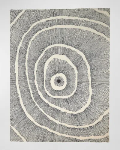 Global Views Burst Hand-tufted Rug, 8' X 10' In Black, Ivory