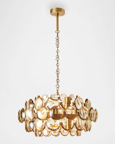 Global Views Cabochon 9-light Amber Glass Chandelier, 30" Round In Gold