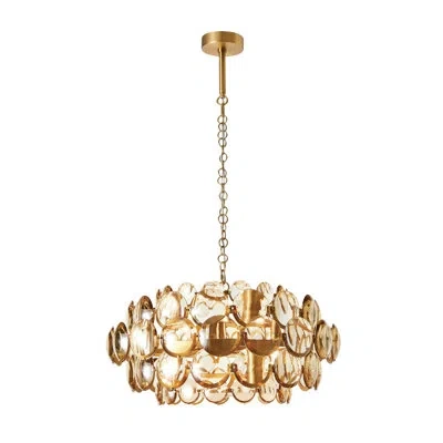 Global Views Cabochon Amber Glass Chandelier-brass