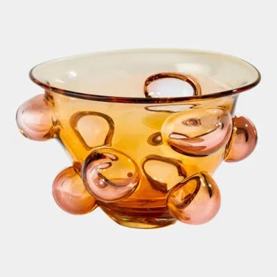 Global Views Calder Bowl-amber Blush 9"h X 14"w X 14"d Decorative Bowl In Yellow