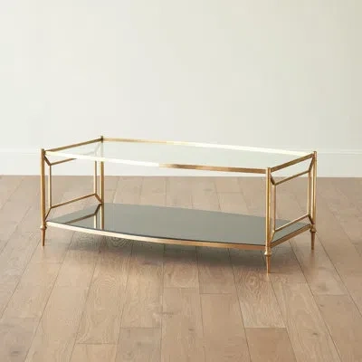 Global Views Camber Cocktail Table-brass In Clear
