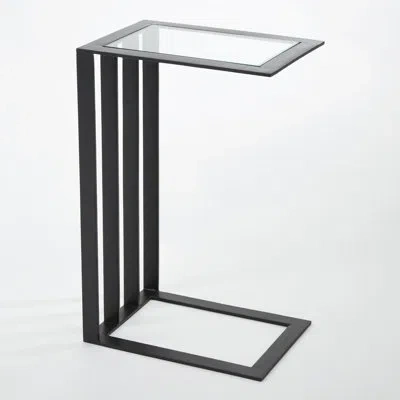 Global Views Cantilever Side Table-bronze In Clear