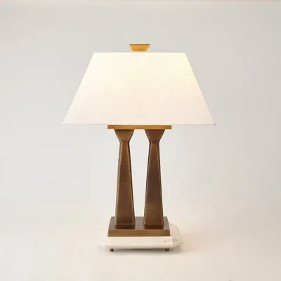 Global Views Capitol Table Lamp In Brown;white