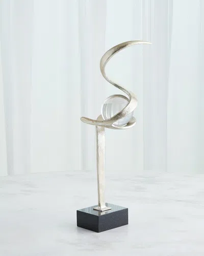 Global Views Captured Sphere Sculpture, Silver Leaf