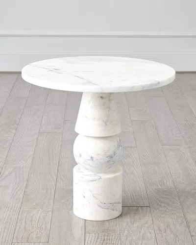 Global Views Cargo Accent Table In White Marble