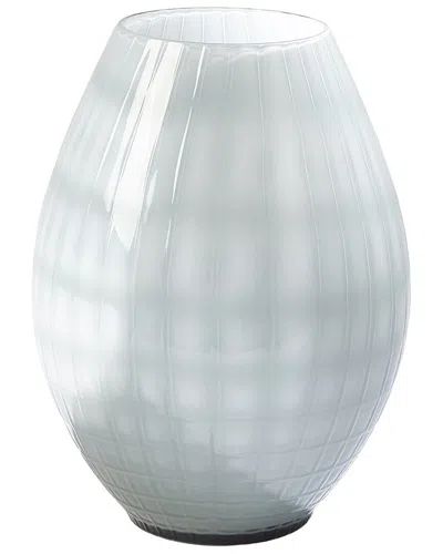 Global Views Cased Glass Grid Vase In White
