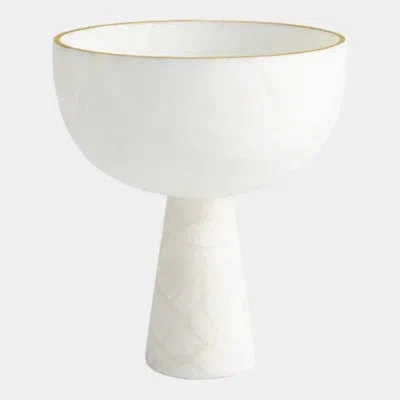 Global Views Caspari Footed Alabaster Bowl W/gold 11"h X 10"w X 10"d Decorative Bowl In Gold;white