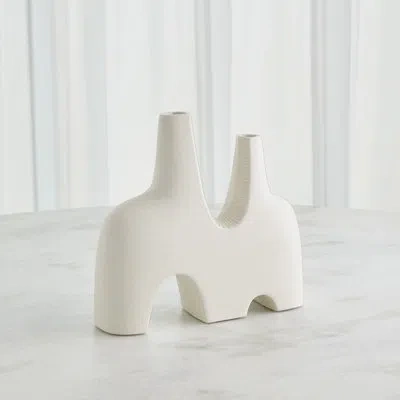 Global Views Cassel 13" Wide Ceramic Table Vase In White