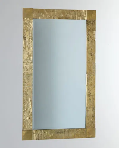 Global Views Cast Brass Geometric Mirror In Gold