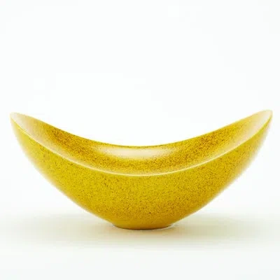 Global Views Ceramic Oval Contemporary Decorative Bowl In Citron