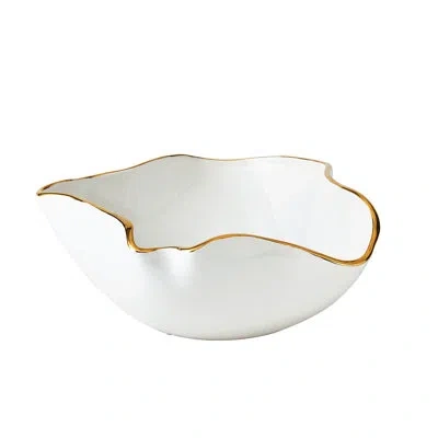 Global Views Ceramic / Porcelain Decorative Bowl 1 In White