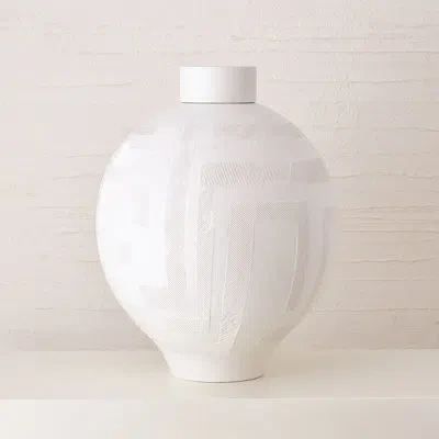 Global Views Chaco Lidded Jar-matte White