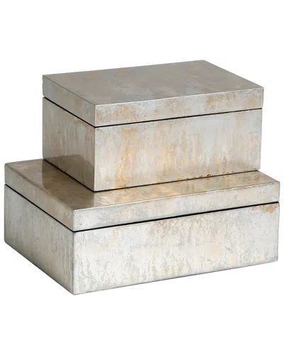 Global Views Champagne Silver Leaf Box