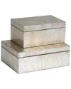 Global Views Champagne Silver Leaf Box In Brown