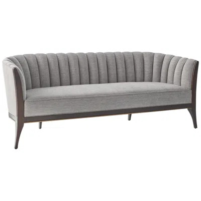 Global Views Channel Back 80" Wide Silversmith Fabric Sofa In Gray