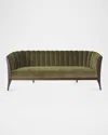 Global Views Channel-back Velvet Sofa, 80" In Green