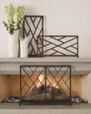 Global Views Chinoise Fret Bronze Fireplace Screen In Gold