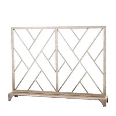 Global Views Chinoise Fret Fireplace Screen In Nickel