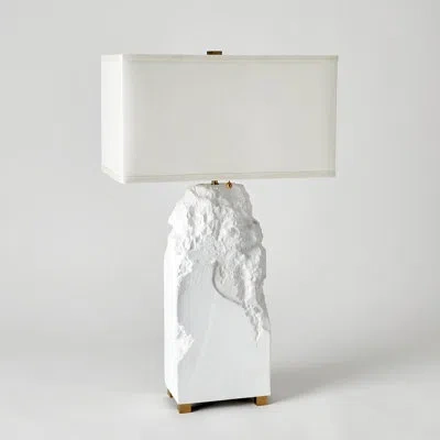 Global Views Chiseled Block Lamp In Matte White