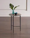 Global Views Circle Etched Accent Table In Nickel