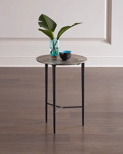 Global Views Circle Etched Accent Table In Nickel