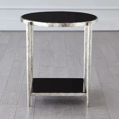 Global Views Circle/square Side Table-nickel W/ Black Granite