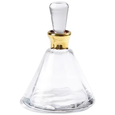 Global Views Clear Crystal Glass And Gold Band 8 1/4" High Cone Decanter
