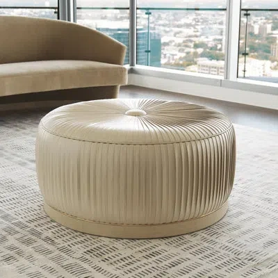 Global Views Colette Ottoman In Ivory
