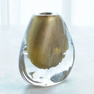 Global Views Conical Vase-gold In Gold,clear