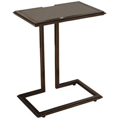Global Views Cozy Up Small Bronze And Granite Accent Table In Black