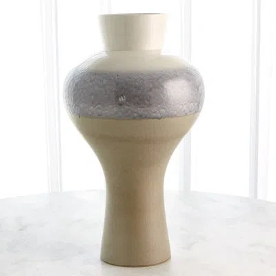 Global Views Cream Rises Swell Vase-lg In Gray,brown,ivory