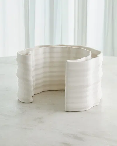Global Views Cresent 3d Printed Vase, Large 8" In White